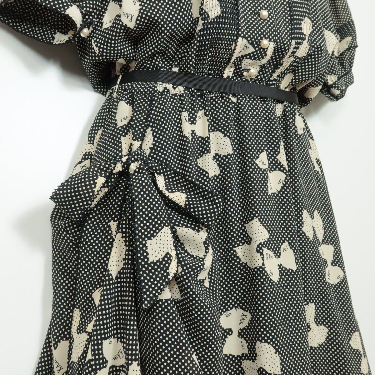 カネコイサオ☆上品クラシカル！たくし上げリボン付き！ドット&リボン