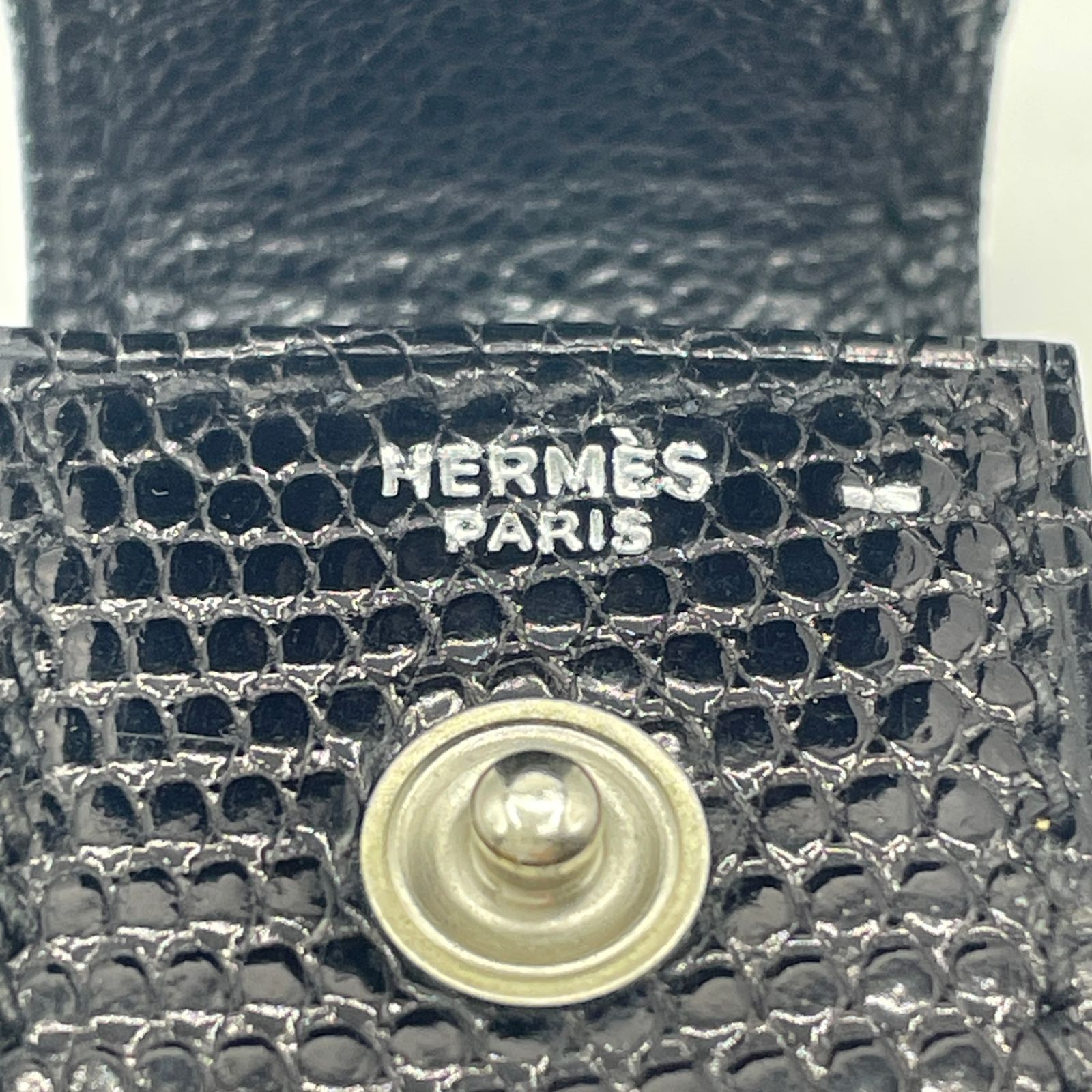 エルメス HERMÈS ガムケース 印鑑入れ リップケース リザード ブラック