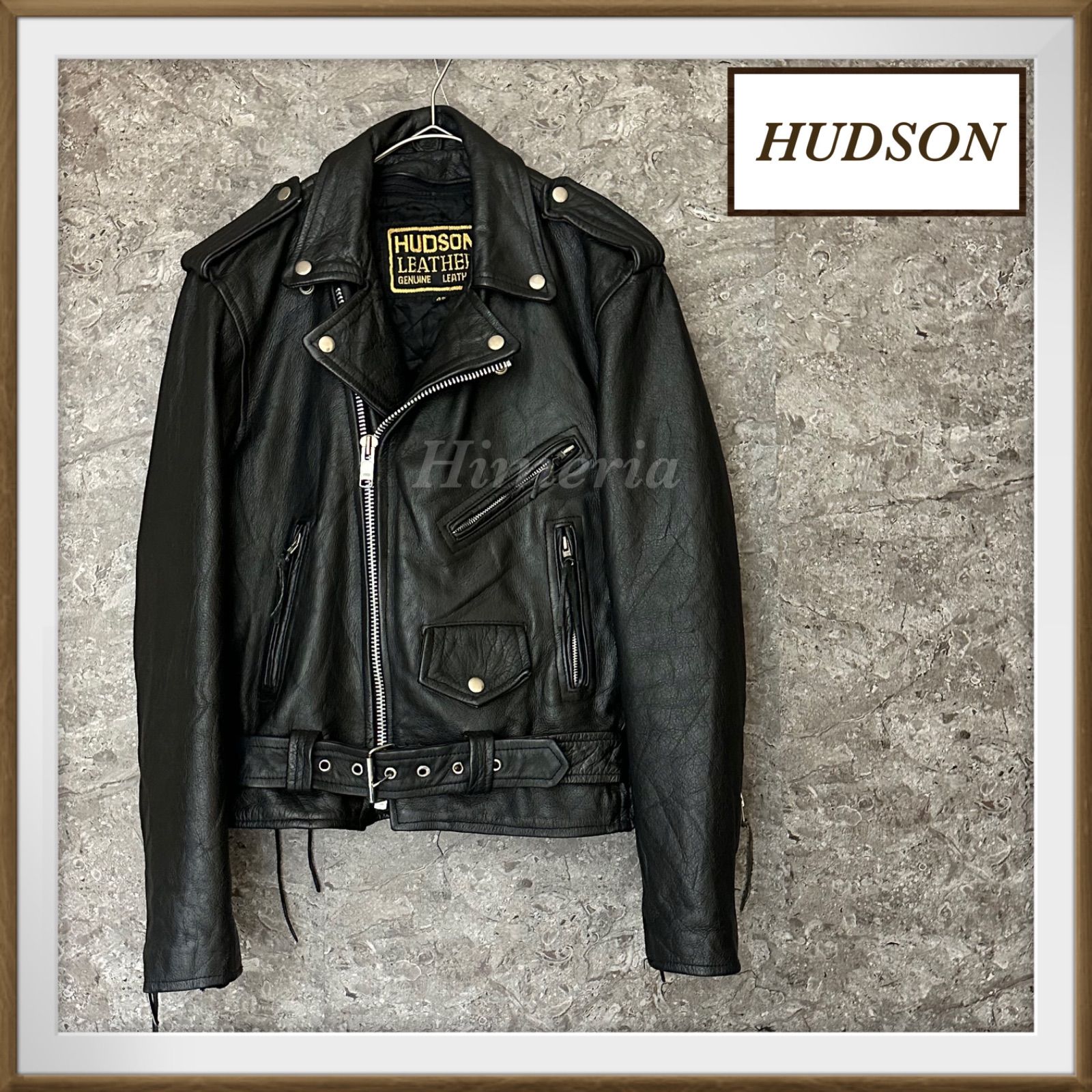 美品 HUDSON ハドソン 本革レザー ダブルライダースジャケット レザー