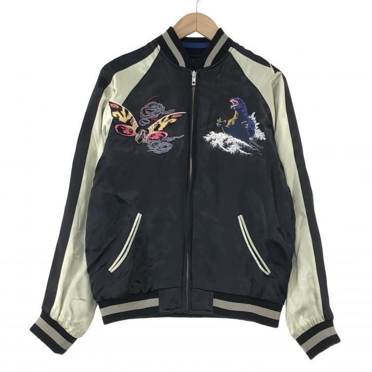 【中古】TENSTRIKE ゴジラ刺繍リバーシブルスカジャン M ブラック テンストライク[10]