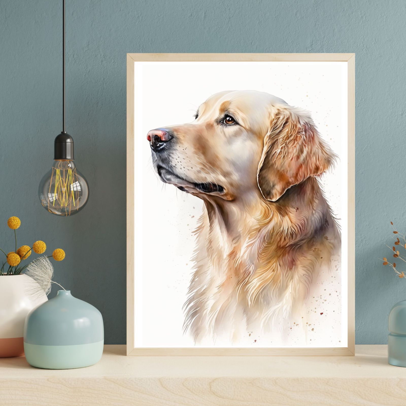ゴールデンレトリバー 犬アート インテリアポスター 水彩 いぬの