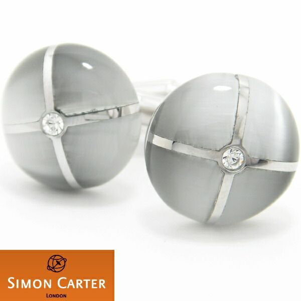 カフス サイモン カーター 英国 ブランド SIMON CARTER ホワイトキャッツアイ クロスドーム カフス カフスボタン カフリンクス cufflinks cuffs メンズ 男性 スーツアクセサリー専門店 父の日 ギフト