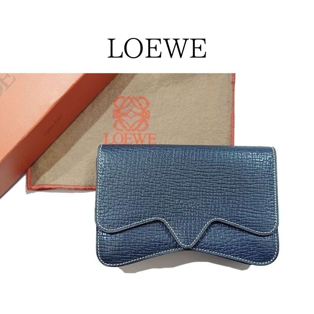 未使用品 LOEWE ロエベ コインケース 小銭入れ ネイビー 紺 本革 袋 LOEWE ロエベ コインケース 小銭入れ カードケース 財布 ダーク