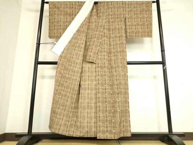 平和屋着物▽上質な紬 単衣 薔薇 正絹 逸品 DAAV9533sf