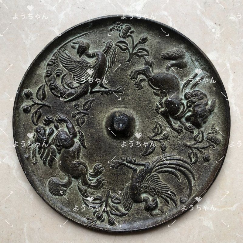 極美品 ！高品質！中国 銅器 純銅鏡 四大神獣銅鏡 銅鏡 青銅鏡