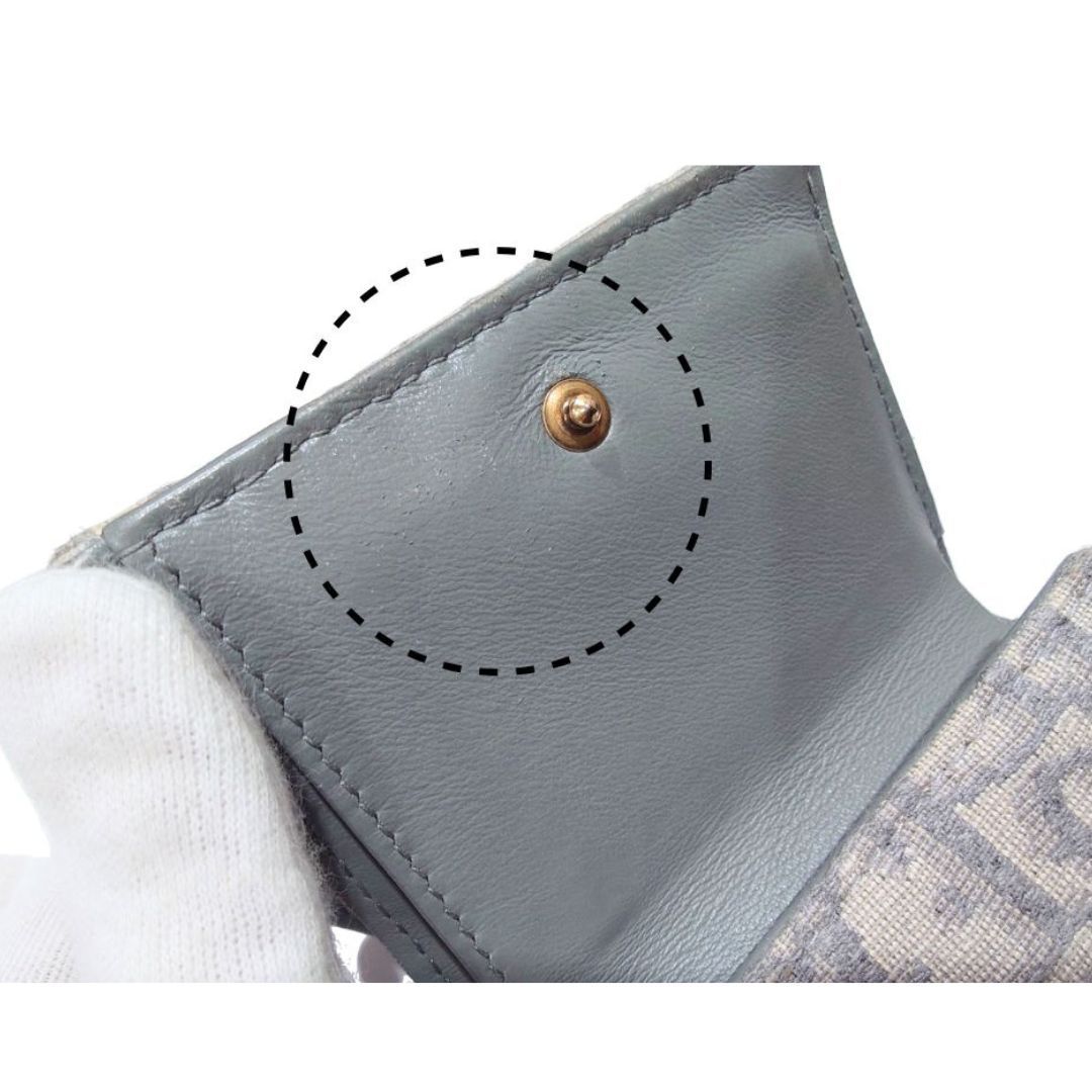 【美品】ディオール 三つ折り財布 トロッター コンパクト ブルー 大人気】ディオール 三つ折り財布 トロッター コンパクト ブルー