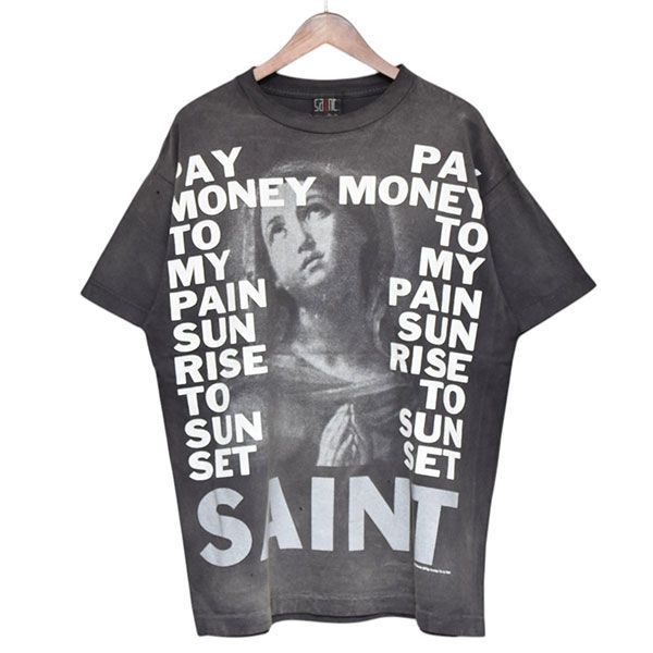 SAINT MICHAEL セントマイケル 2025SS PTP SS TEE STAY REAL Pay money To my Pain Vintage加工Tシャツ SM-YS8-0000-C49 8054000179824