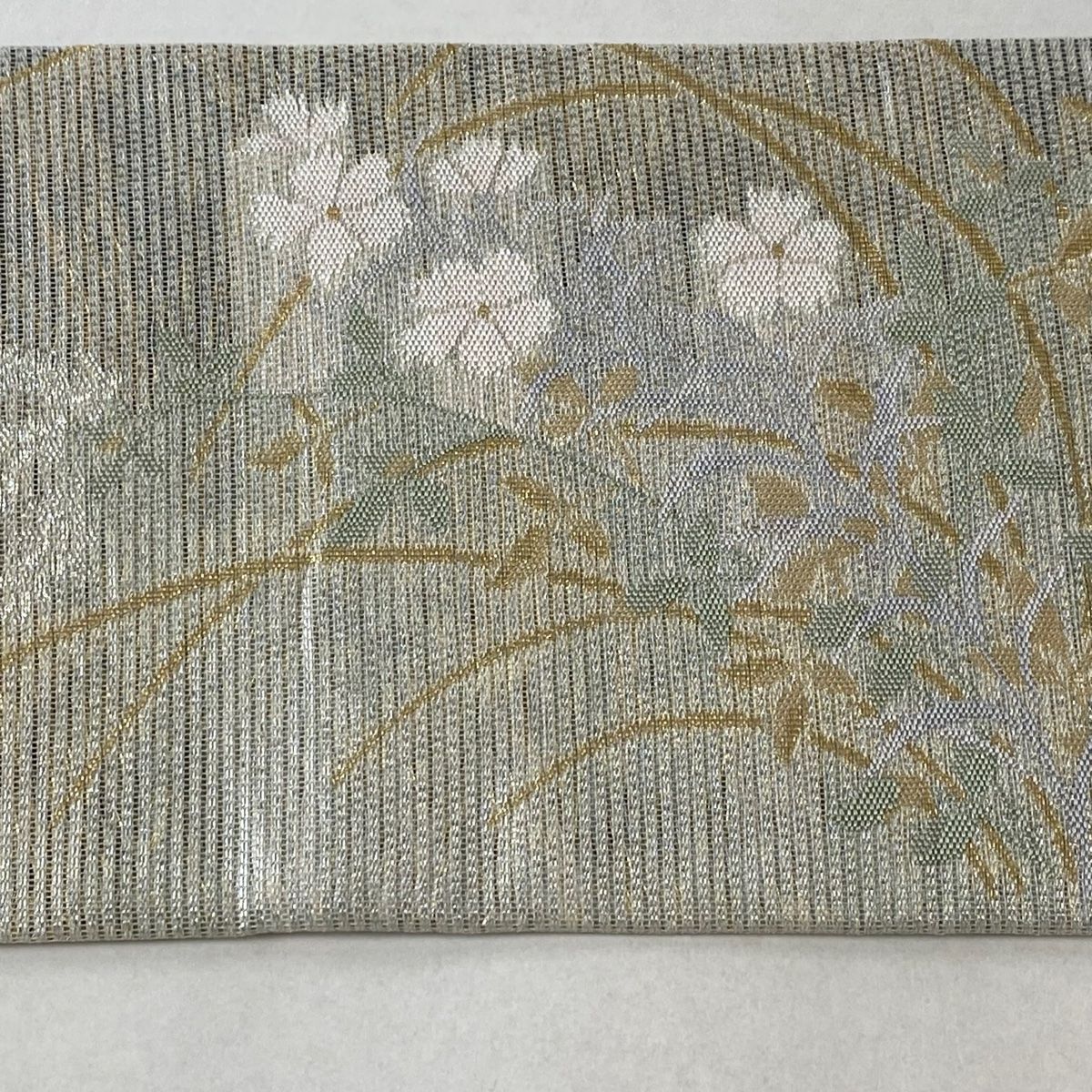 ◇【最終値下げ】505mn46◇夏帯 絽塩瀬 鼓に秋草 金彩 作家物 名古屋帯 ◇【最終値下げ】505mn46◇夏帯 絽塩瀬 鼓に秋草 金彩 作家物