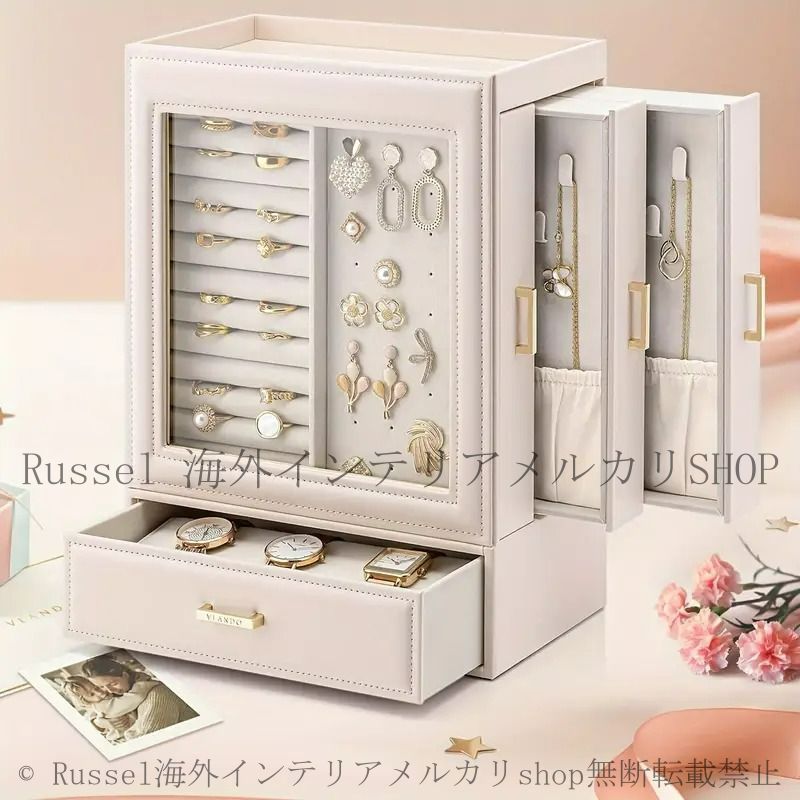 時計ケース ジュエリーケース ブレスレット 収納 ガラス 木 スライド式