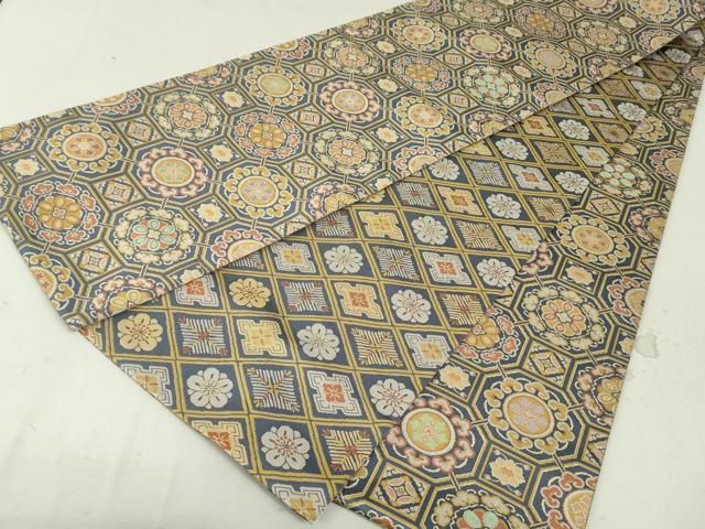 平和屋着物○両面 全通柄袋帯 正倉院花文 金糸 やまと誂製 正絹 逸品