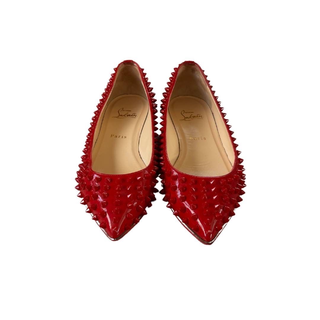 美品　クリスチャンルブタン　フラットシューズ　パンプス　スタッズ　レッドソール Christian Louboutin - ルブタン スタッズ ローファー 革靴