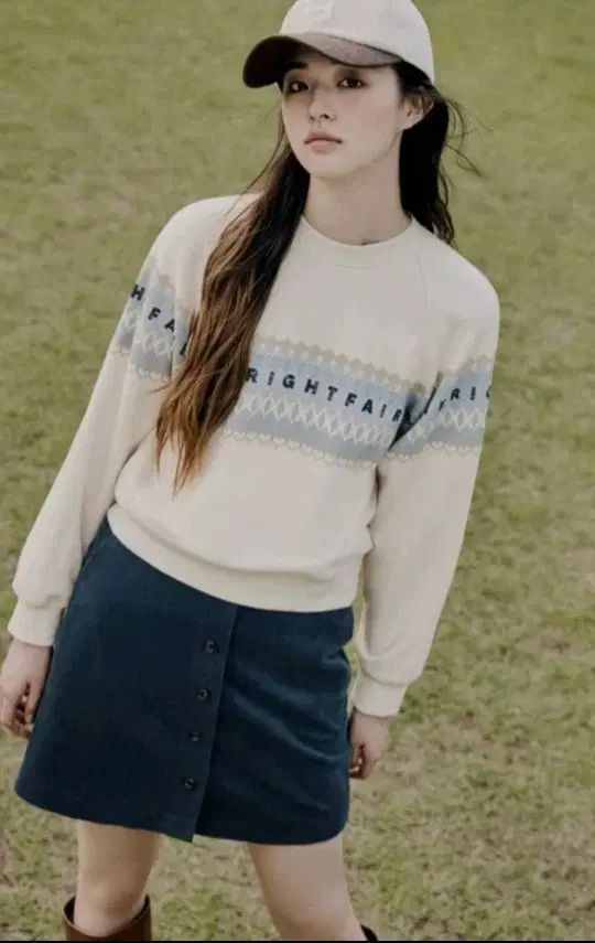 ビーンポールレディース アイボリー フェアアイル プリント スウェット シャツ