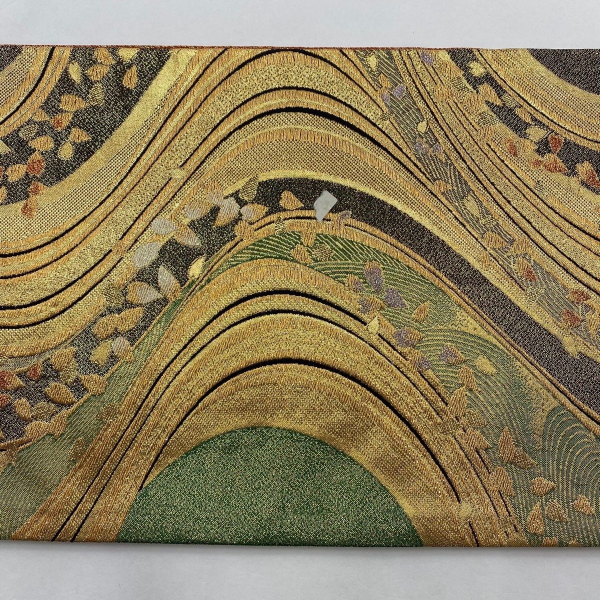 仕立て上がり 正絹 袋帯 振袖用 美品 花 流水 ラメ かわいい