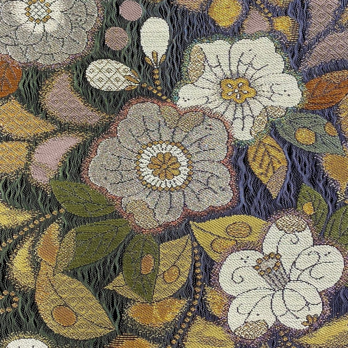 全国送料無料の通販 袋帯 美品 名品 やまと 辻が花柄 金銀糸 箔 濃紫 六通 正絹 着物・浴衣