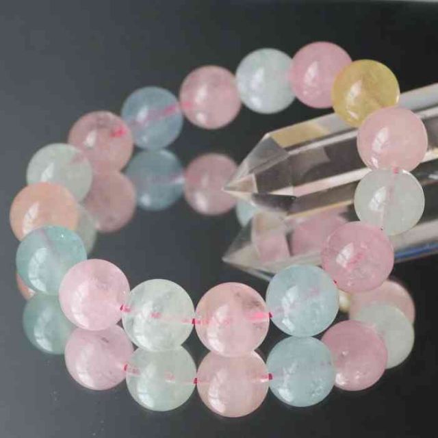 ミックスベリル 13mm ブレスレット 天然石 モルガナイト アクアマリン