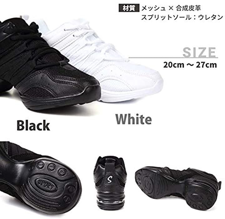 Splenno(スプレンノ) スニーカー ダンスシューズ ダンススニーカー レディース ヒップホップ 子供 スプリットソール チアリーディング フィットネス(ブラック,  23.0 cm)