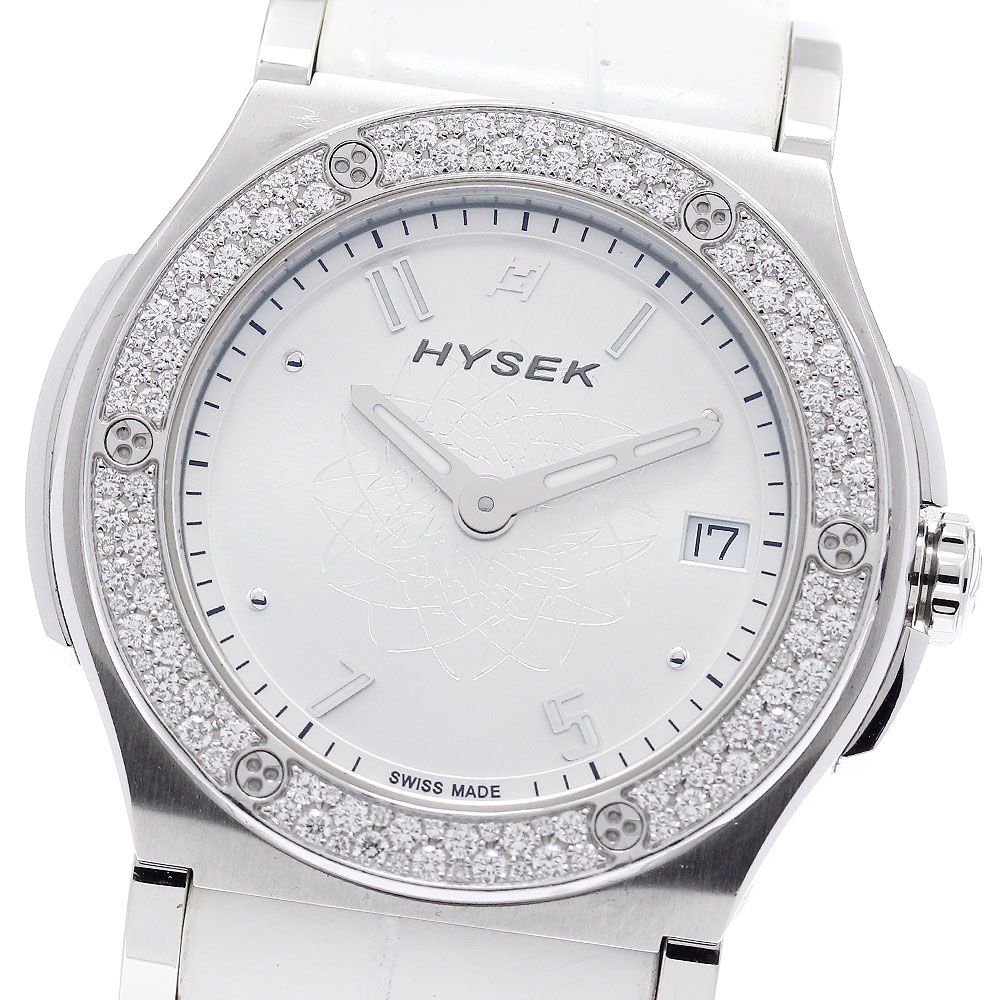 ハイゼック HYSEK AB3813A05 アビス ダイヤベゼル デイト クォーツ レディース箱 保証書付き_879741