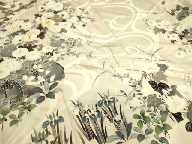 平和屋着物▽訪問着　単衣　駒刺繍　流水吉祥花文　金彩　ますいわ屋扱い　正絹　逸品　DAAS0715az 平和屋着物▽訪問着 単衣 駒刺繍 流水吉祥花文 金彩 ますいわ屋扱い