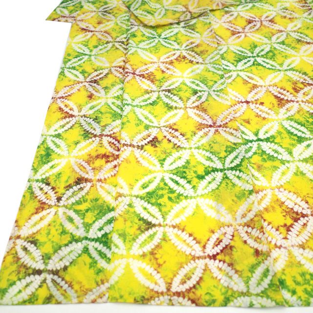 超美品　有松絞り　綿　本染　浴衣　総絞り　着物　夏物　155 レモンイエロー 中古】 夏物 本場有松鳴海絞り 浴衣 リサイクル 有松 ゆかた