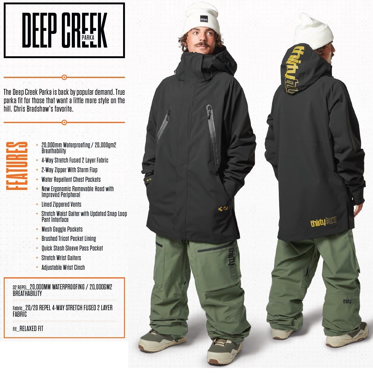 THIRTYTWO 23-24 DEEP CREEK parka Lサイズ 新品:SALE】25 ThirtyTwo DEEP CREEK PARKA JACKET - Lサイズ - BLACK