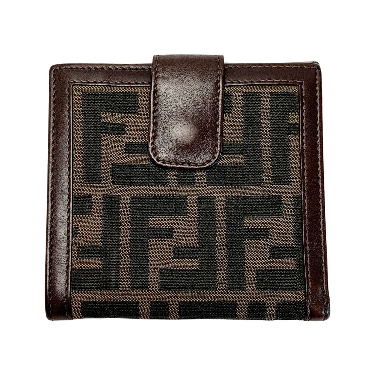 FENDI フェンディ ズッカ柄 Wホック キャンバス レザー 2つ折り