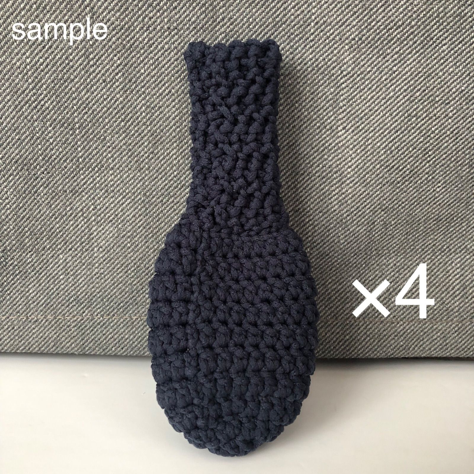 ハンドメイド 】アイアン/ウェッジ用ヘッドカバー4ヶセット（ネイビー 
