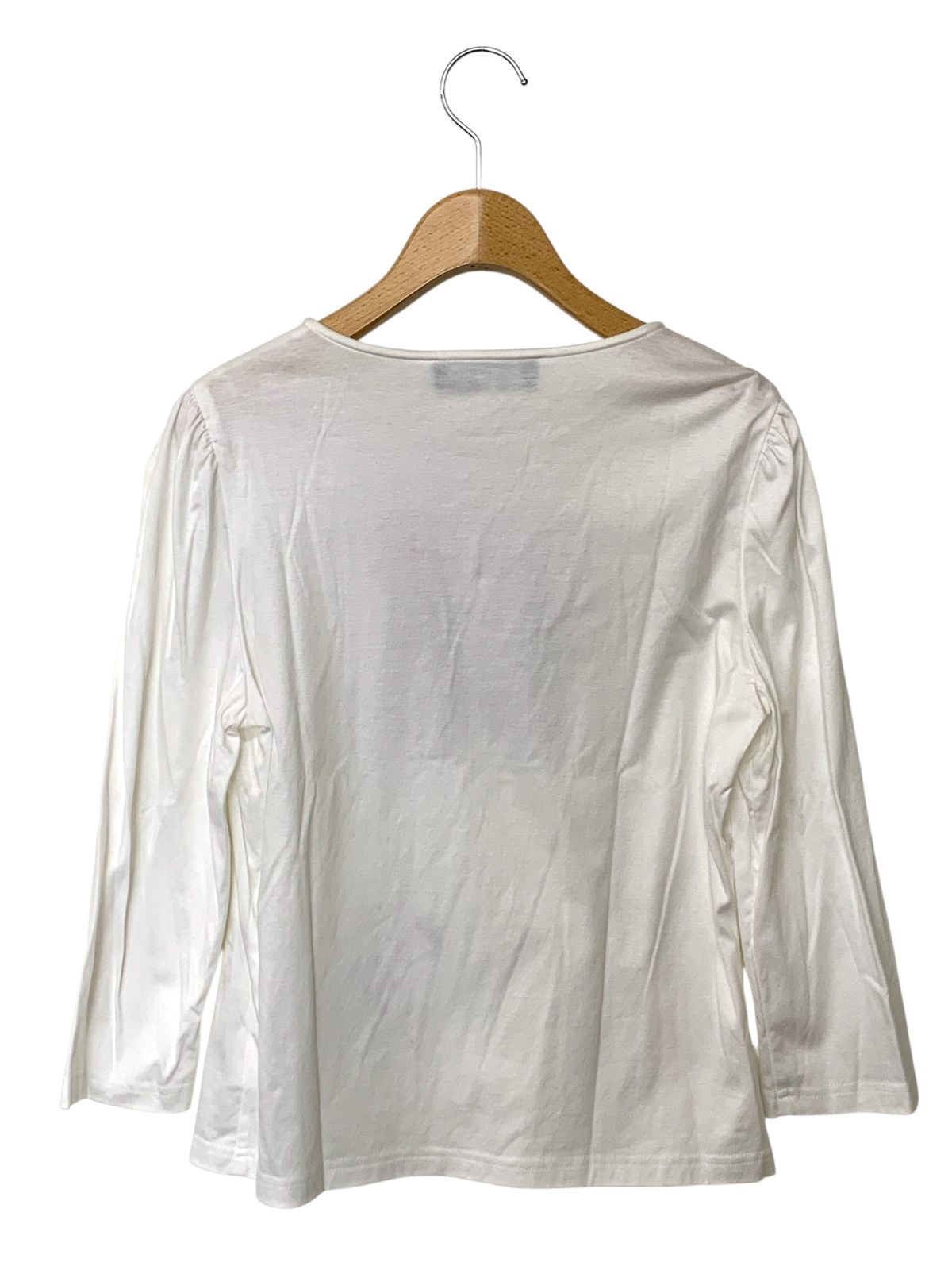 エムズグレイシー M'S GRACY 22年 Tシャツ カットソー 長袖 プリント パンプス柄 リボン コットン 40 白 ホワイト YB-215501 エムズグレイシー 215501 カットソー 40 ホワイト パンプス柄