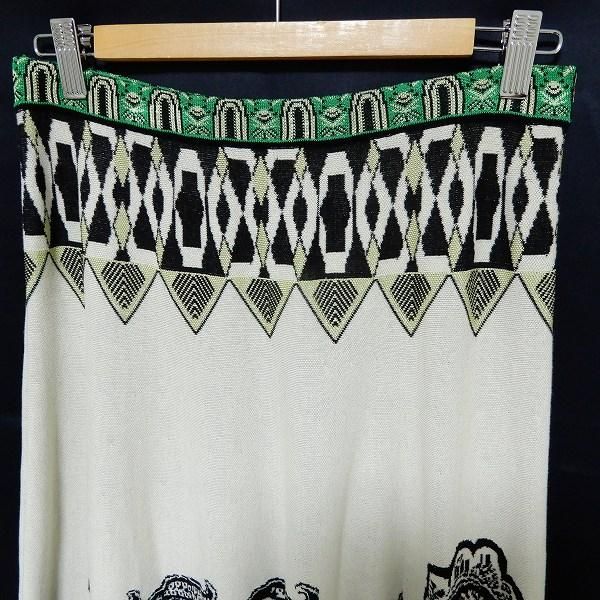 anc エトロ ETRO ニット スカート 44 白 黒 緑系 イタリア製