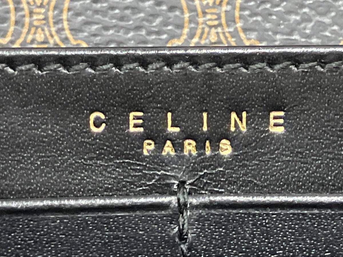 鑑定書付 CELINE セリーヌ マカダム柄長財布 レザー財布 ブラック 札入れ 小銭入れ カードケース
