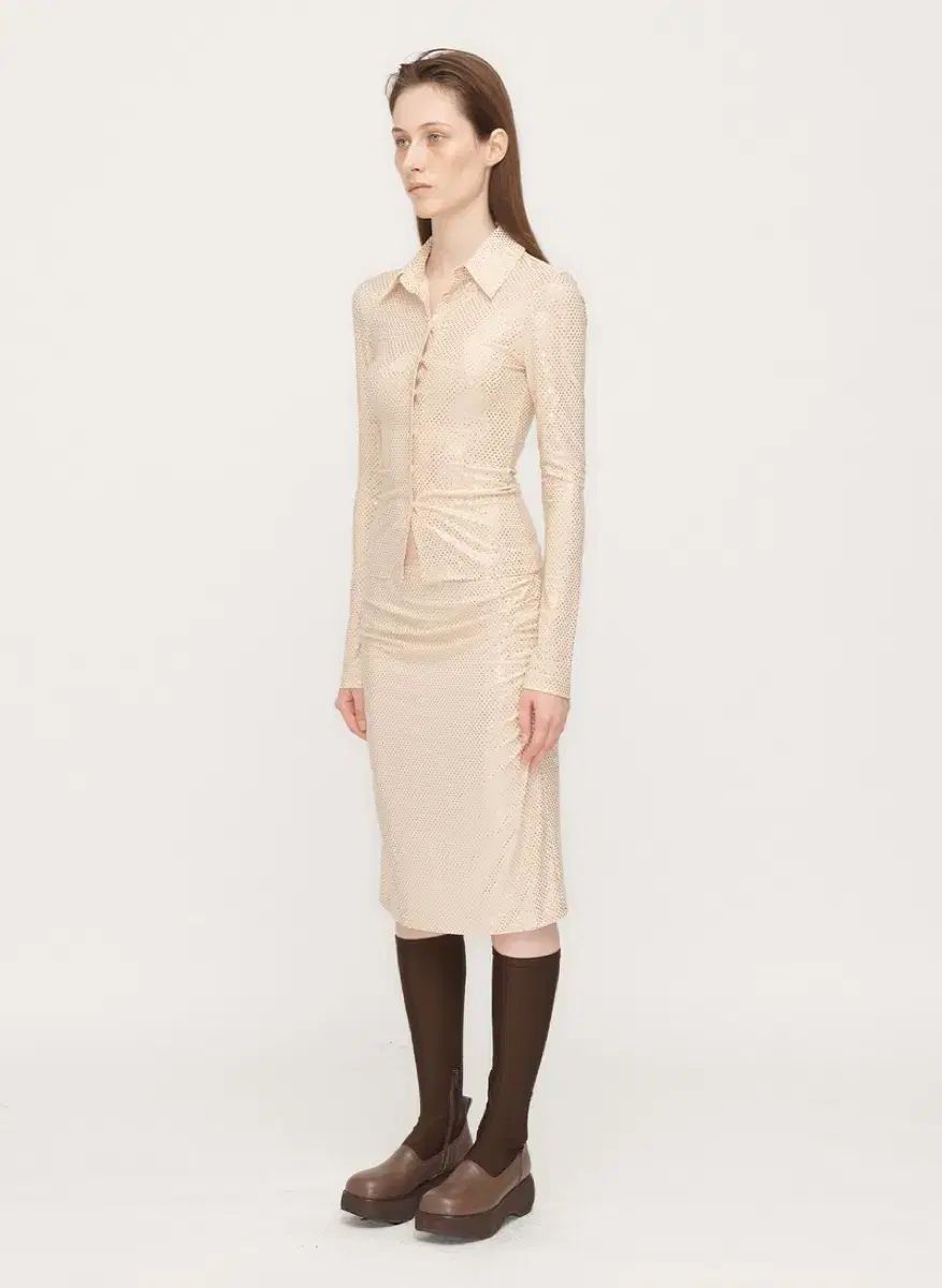 ザオープンプロダクト Open YY グリッター シャツ スカート セットアップ