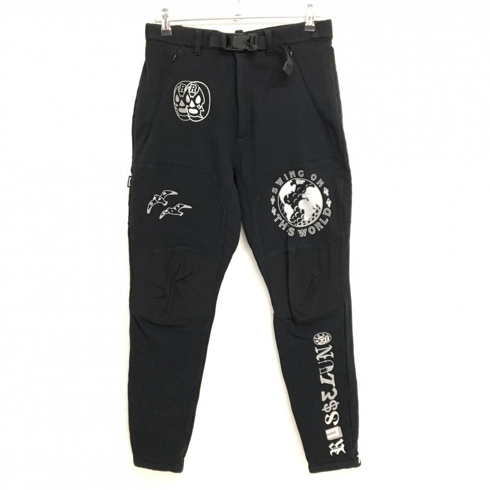 ラッセルノ パンツ 黒 ルチャマスク ヒップ切替 裏起毛 メンズ 4 M ゴルフウェア RUSSELUNO