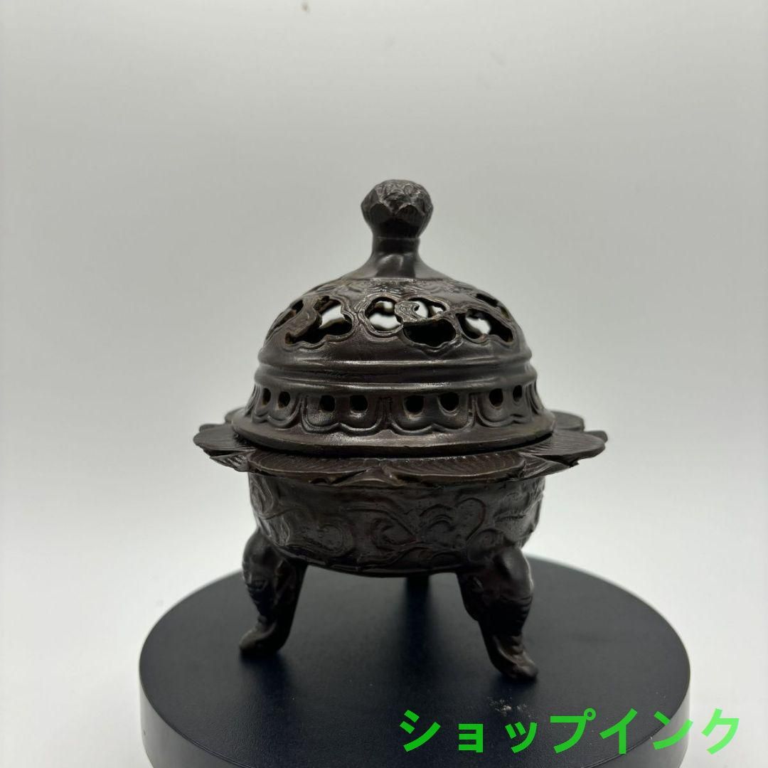 銅 細工 蓮華香炉 ショップ 茶道具 香道具 装飾品 工芸品 美術品 置物