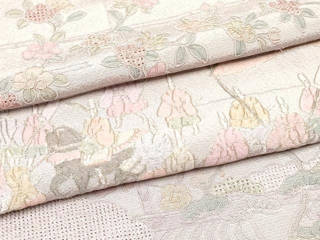 平和屋着物○訪問着 草木文 縞 正絹 逸品 AAAZ0041zg