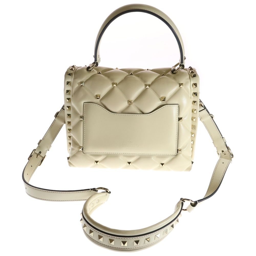 ヴァレンチノガラヴァーニ キャンディスタッズ レザー2 WAYハンドバッグ アイボリー ゴールド レディース