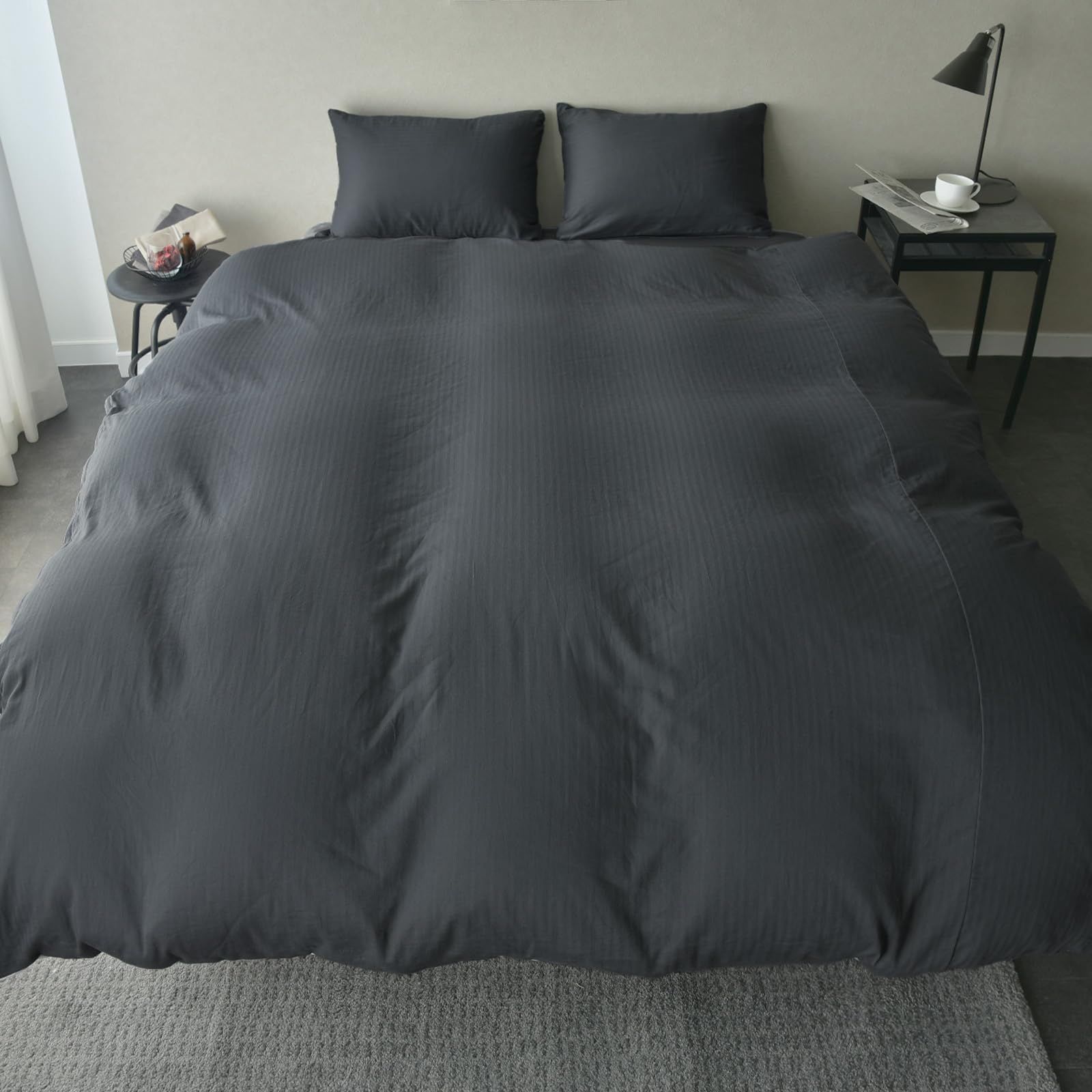 綿100％ 日本製 アトピー協会推薦 エコテックス キング 肌に優しい 北欧 掛け布団カバー おしゃれ 掛けカバー ダブルガーゼ 掛けふとんカバー 和晒ダブルガーゼ 和晒し キング チャコールグレー