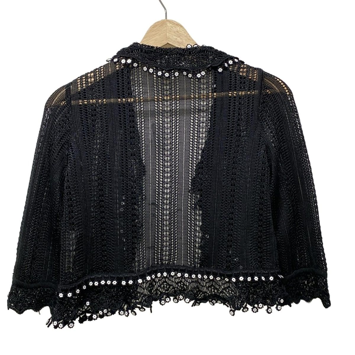 Rene ルネ カーディガン サイズ38 M レディース - 黒×白 長袖 フラワー 花