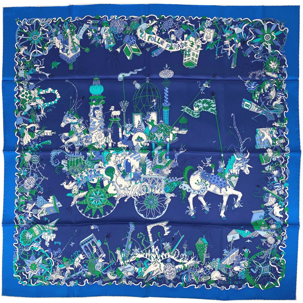 エルメス HERMES カレ 90 LA FOLLE PARADE ラ フォル パレード  