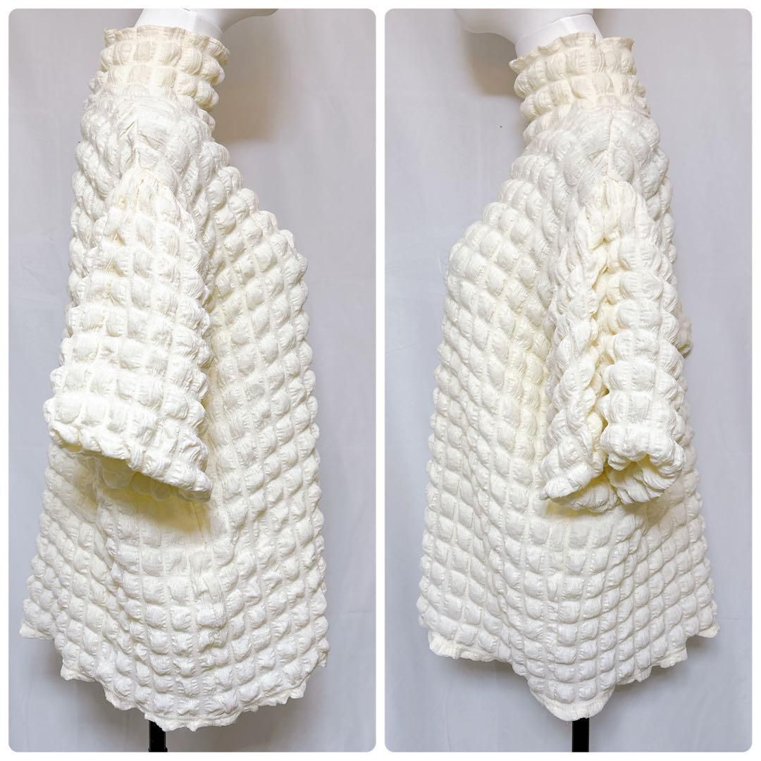 五部袖ポップコーンシャツ 立体ニット