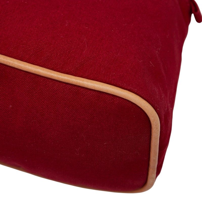 エルメス ボリードポーチGM レッド キャンバス レザー レディース