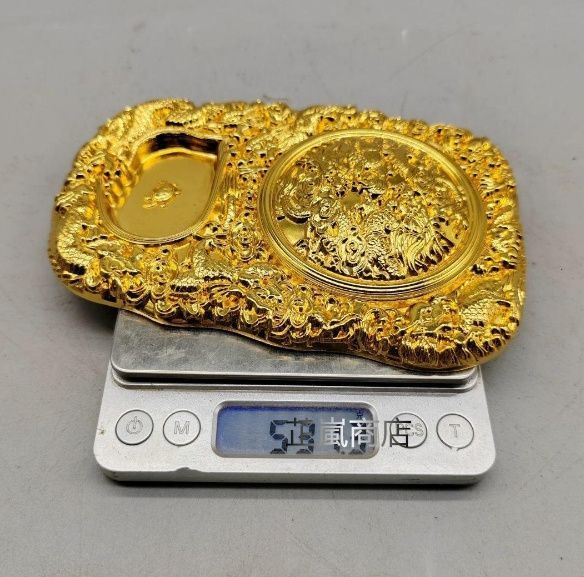 【超特価sale開催】  銅製 竜紋硯台 置物 工芸品 装飾品 文房四宝 文房具 書道具 工芸品