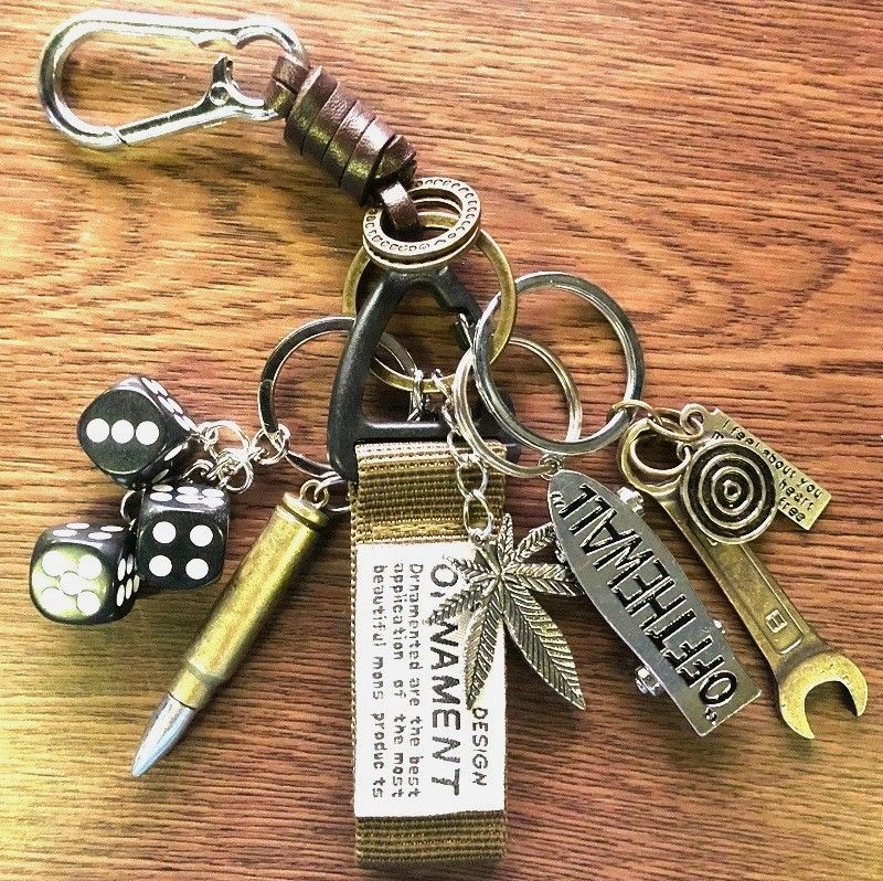 キーホルダー キーリング 本革 ステンレス カラビナ レトロ アメカジ