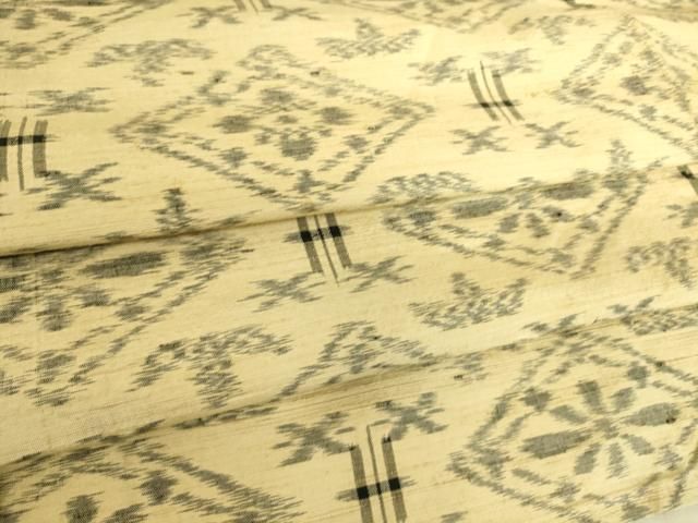 平和屋着物▽上質な紬 単衣 菱花文 正絹 逸品 DAAS0987az