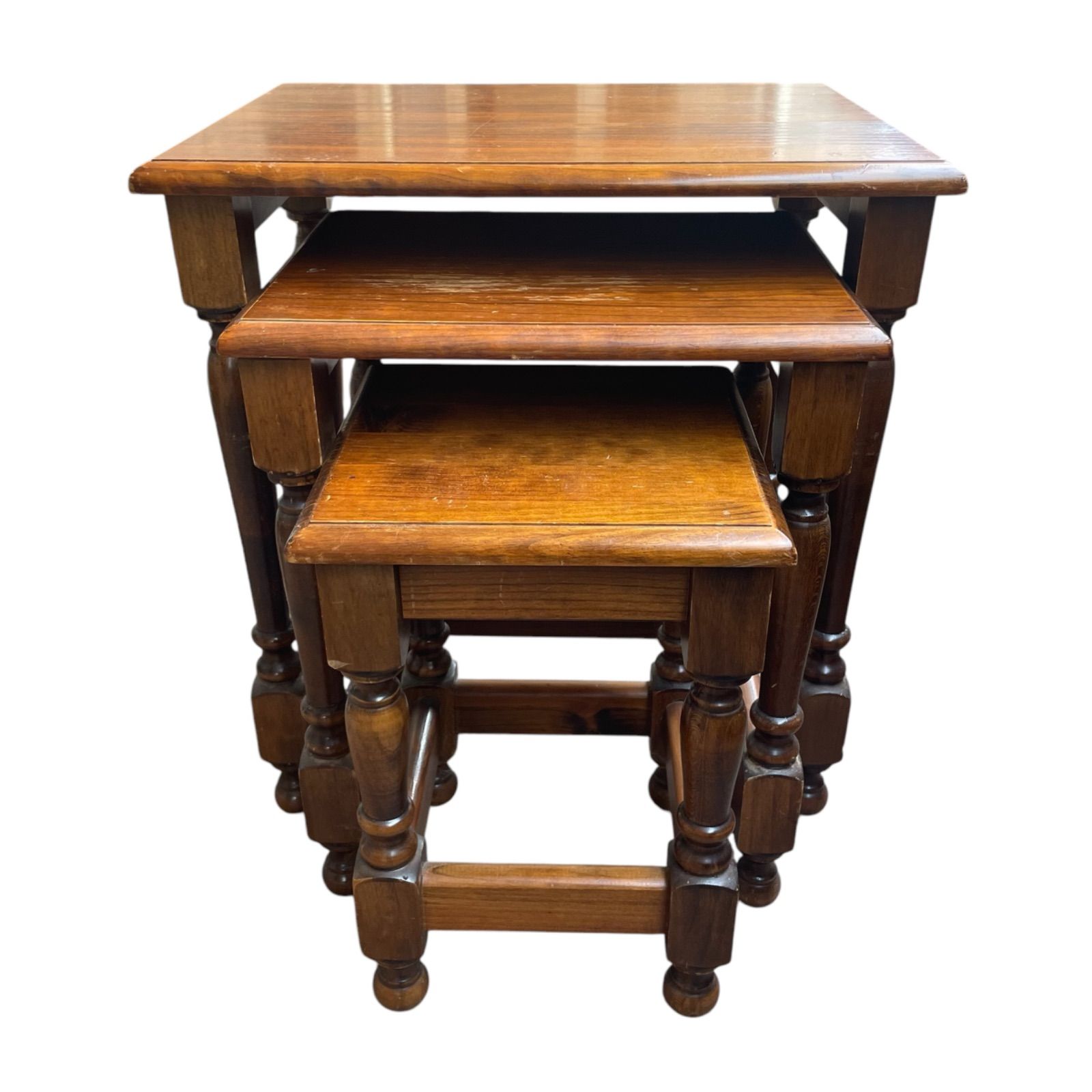 ヴィンテージ ネストテーブル アンティーク家具3台セット 北欧のタイル