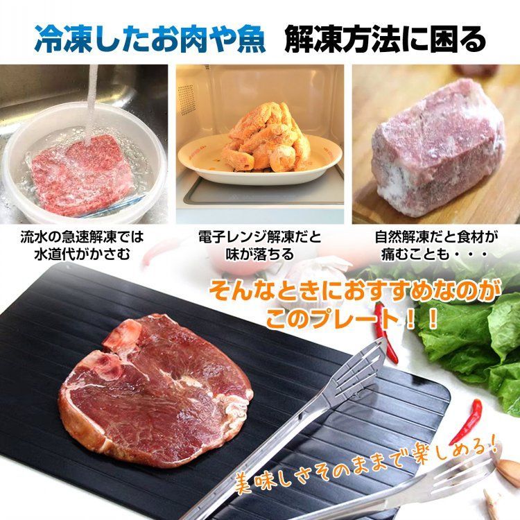 解凍プレート 急速解凍 解凍用プレート 解凍板 解凍 解凍皿 肉 魚 冷凍食品 エコ 時短 時間短縮 便利グッズ 超薄型 キッチン 家庭用 sg165