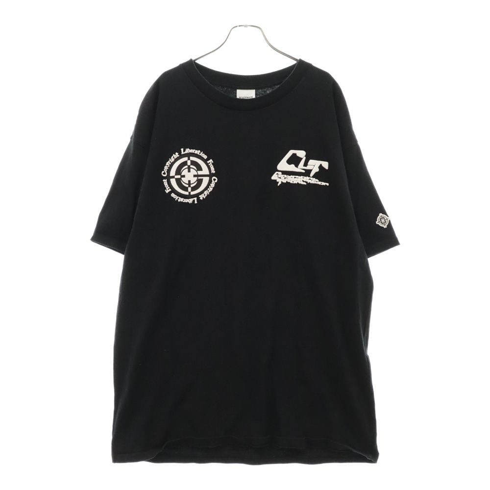 READY MADE (レディメイド) プリントデザイン クルーネック半袖Tシャツ カットソー ブラック RE-CO-BK-00-00-202