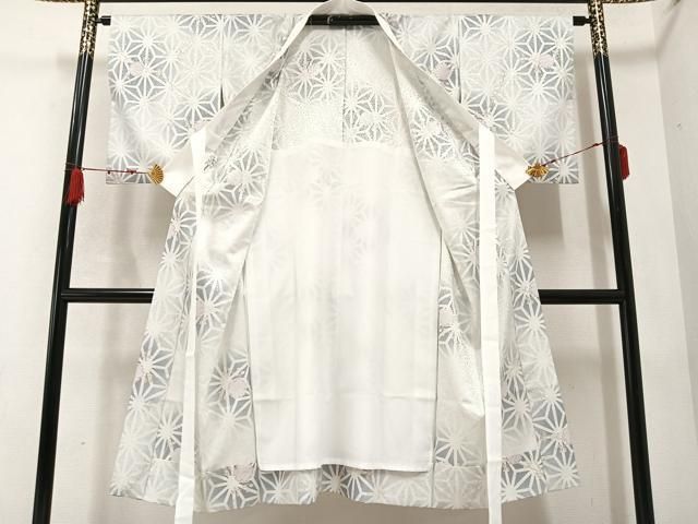 平和屋着物●長襦袢 無双仕立て 麻の葉雪輪枝花文 さんび謹製 洗える着物 AABB3620ph