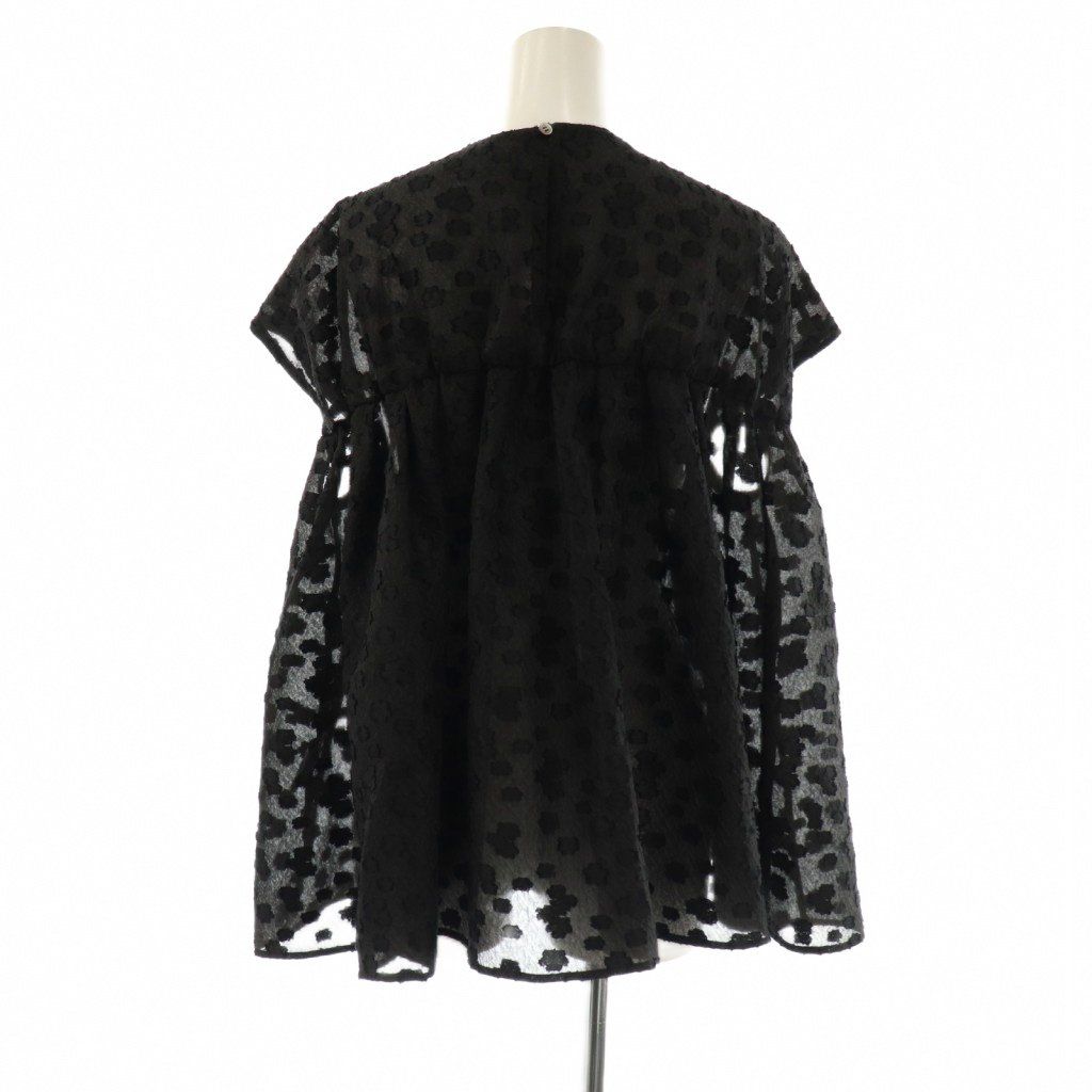 ティーマットマサキパリ T-mat Masaki Paris ×Drawer ジャガードショートスリーブブラウス プルオーバー 1 ブラック HK OS