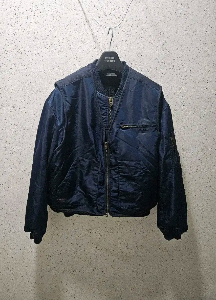 M ZARA ザラ 2 in 1 ボンバージャケット ブルゾン ネイビー 4391 370