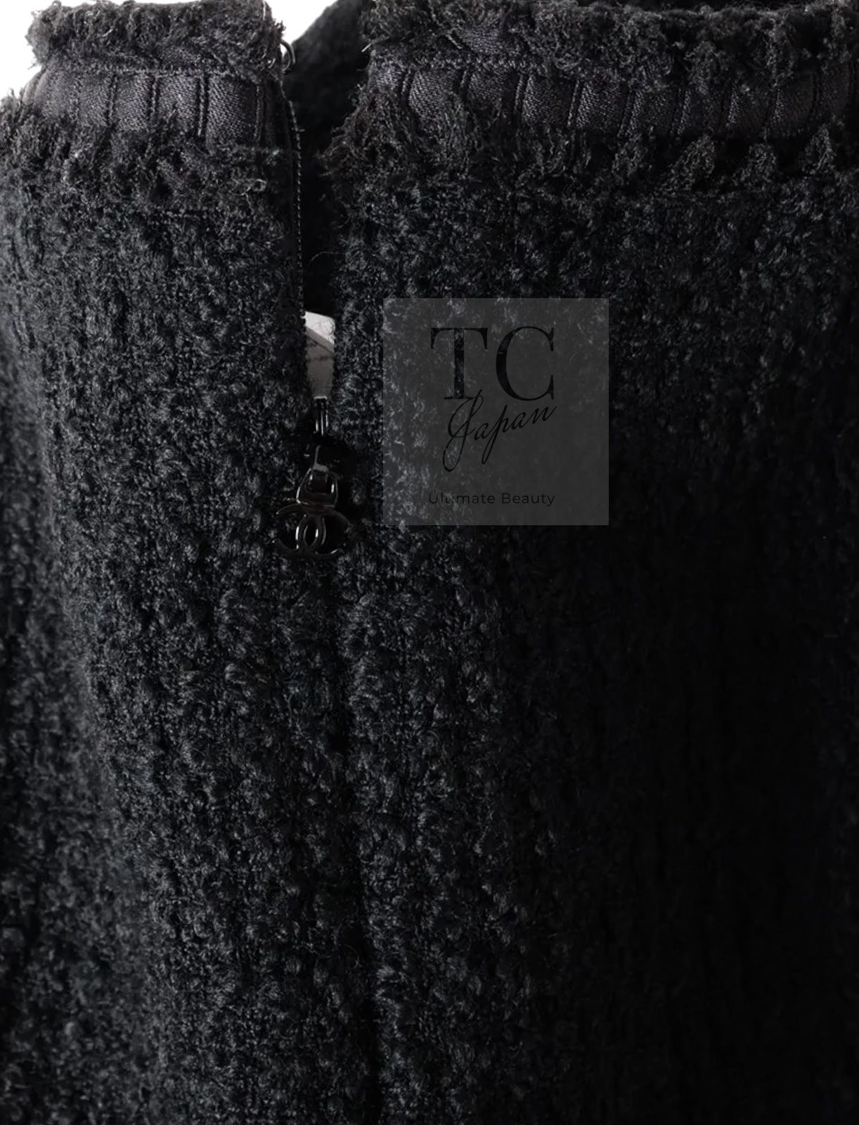 シャネル スーツ セットアップ CHANEL ブラック ウール ツイード