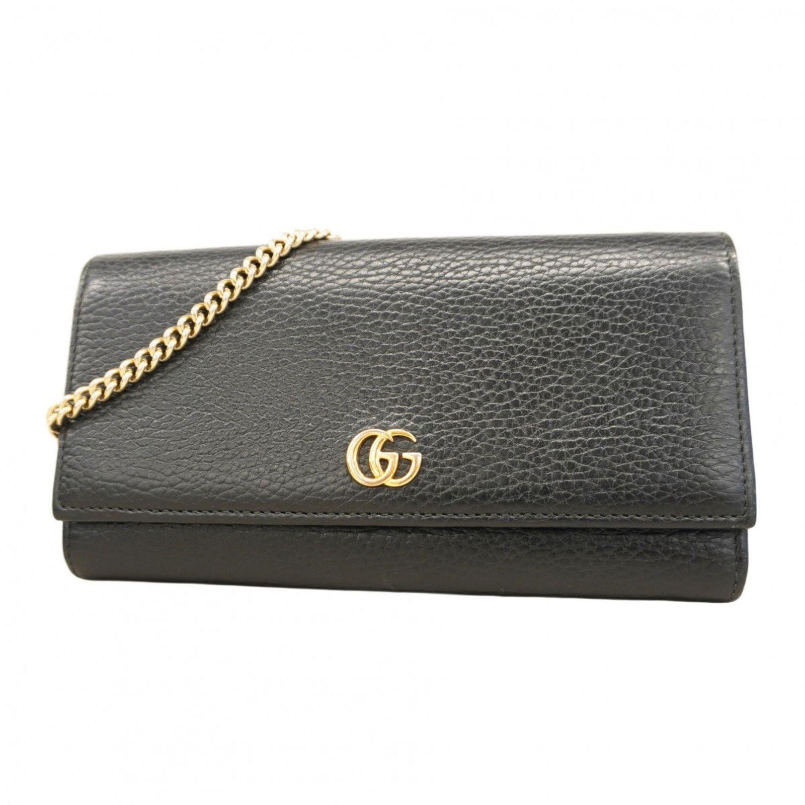 グッチ Gucci グッチ ショルダーウォレット GGマーモント 546585 レザー ブラック レディース P1344326